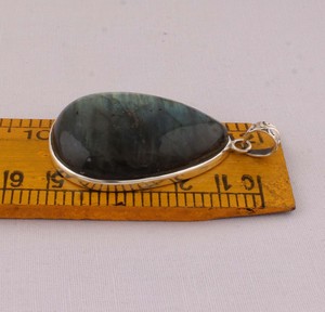 Handmade Labradorite Pear Pendant 925 Sterling Silver Bezel Setting Vintage Bohemian Teardrop Flashy Stone 18 Inch Necklace Fine - Product Image 3