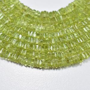 Perlas de peridoto natural de forma cuadrada lisa de 4-5 mm, perlas de peridoto genuinas sueltas para la fabricación de joyería, calidad al por mayor. - Product Image 3