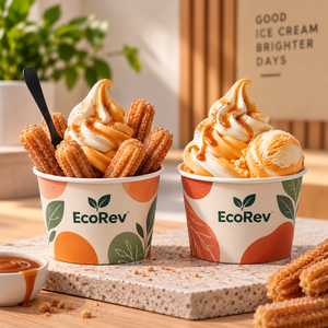 EcoRev ECO29 Vasos de Papel Desechables Ecológicos con Diseño Floral para Helado, de Pared Simple, con Impresión Digital y Embalaje de Grado Alimenticio - Product Image 4