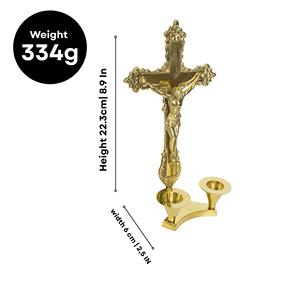Candelabro de Latón con Cruz de Jesús y Soporte Doble para Velas de Té, para Sala de Oración, Altar de Iglesia y Decoración Cristiana del Hogar - Product Image 2