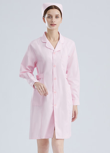 Pink Woven Lab <b>Coat</b> with Buttons Pockets Needle <b>Detection</b> Seamless Fusing for Unisex Hospital Use - Product Image 3