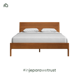 Cama litera premium de madera maciza de teca de mediados de siglo con cabecero tallado a mano para dormitorio, hotel, villa - Product Image 2