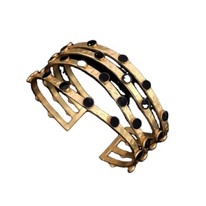 กำไลข้อมืออัญมณีสีดำทำด้วยมือชุบทองทำด้วยมือกำไลชุบทองทำด้วยมือแฟชั่นเครื่องประดับทองเหลือง - Product Image 1