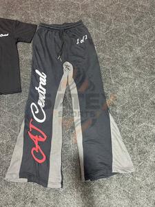 Custom Manufacturer 100% Cotton Vintage Graphic Acid Wash Cropped Streetwear Men T-shirt and Pant <b>Set</b> - Product Image 3