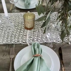 Nappe rectangulaire en lin vert simple, 100% tissu naturel, faite à la main, lavable en machine, décoration d'intérieur, couvre-serviette - Product Image 5