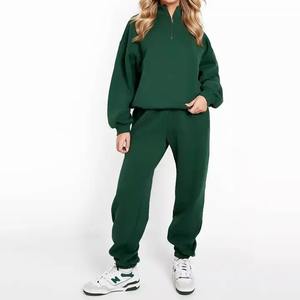 Conjunto Deportivo de Mohair y Felpa para Mujer, Sudadera con Cremallera y Pantalones Jogger Personalizados - Product Image 3