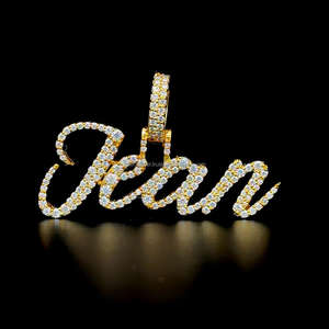 Colgante Hiphop VVS Mossanite, letra personalizada, plata 925 con chapado en oro de 14K, colgante de nombre de 4 a 7 letras con moissanita VVS - Product Image 1