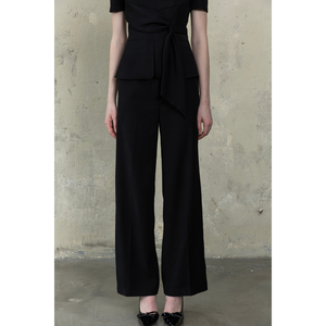 High Quality Women's Black <b>Blazer</b> and Wide Leg Pants Office Suit <b>Set</b> 100% Cotton Breathable S30 - Product Image 5