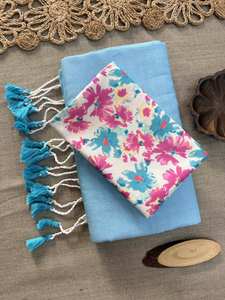 ชุดพื้นเมืองสำหรับผู้หญิงที่เป็นมิตรกับสิ่งแวดล้อม: ผ้าส่าหรีผ้าฝ้ายคัดสรรคุณภาพพร้อมพู่ห้อยและเสื้อผ้าฝ้ายเมจิก - Product Image 5