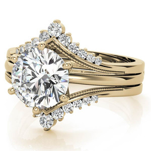 Anillo de Oro de Diseño para Mujer, 9k/10/18k, con Diamante Redondo Brillante Cultivado en Laboratorio de 1.5mm, Solitario con Protector de Anillo, Joyería Elegante - Product Image 5