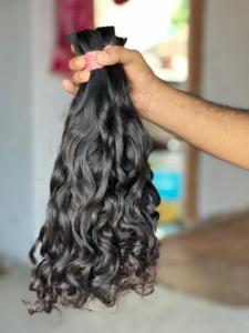 Indian Virgin Remy Human <b>Hair</b> Bulk <b>Curly</b> Unprocessed Natural Black <b>Hair</b> <b>Extensions</b> - Product Image 2