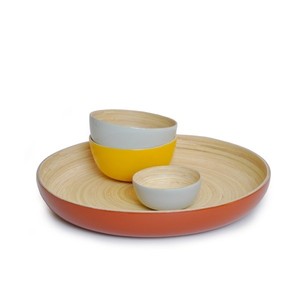 Cuenco de bambú Vietnam hecho a mano laca natural cuenco para servir ligero duradero regalo listo para ensalada fideos o frutas - Product Image 2