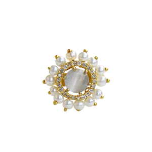 Laxmi Jewellers Gemstone <b>Ring</b> <b>24K</b> <b>Gold</b> Plated Lab Created Zirconi Women's Fashion Jewelry Adjustable Size Wedding Party Gift - Product Image 1