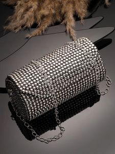 Elegant Bohemian Fashion Vintage Summer Metal Beaded Cylinder <b>Clutch</b> Chain Strap Women's Evening Party Purse Wedding Prom - Product Image 1