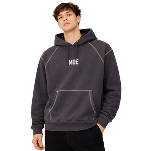 เสื้อฮู้ดแขนแร็กแลนเย็บตะเข็บตัดกัน ผ้าฝ้ายฟลีซทรงโอเวอร์ไซส์ สตรีทแวร์ พิมพ์โลโก้ได้ตามสั่ง หนานุ่ม น้ำหนักมาก รับผลิตจำนวนมากแบบ OEM - Product Image 1