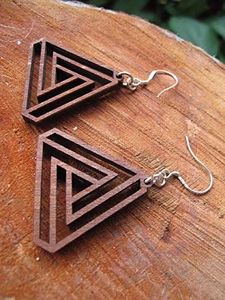 Pendientes de Madera de Acacia India, Joyería Étnica con Forma de Cruz para Bodas, Fiestas y Aniversarios, Venta al Por Mayor - Product Image 5