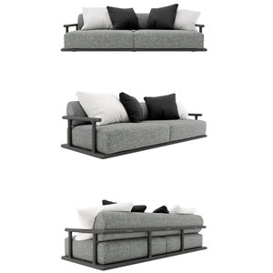 Sofá Moderno Minimalista de Dos Plazas Hecho de Madera de Teca con Tela - Product Image 1