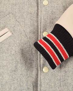 Custom <b>Grey</b> Varsity Jacket Cream Leather Sleeve High Street Letterman Baseball Jacket Winter Fashion <b>Coat</b> Wholesale New Design - Product Image 4