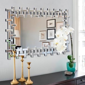 <b>Pine</b> Wood Industrial Statement <b>Mirror</b> Black Steel Frame Wholesale Moradabad - Product Image 5