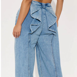 Pantalon en jean évasé pour femme, taille mi-haute, longueur intégrale, poches latérales, boutons, style urbain, effet usé, couleur personnalisée, coupe large – Nouvelle collection 2026, vente flash - Product Image 6