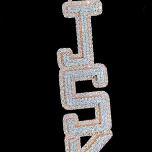 Buy Custom Iced VVS1 Moissanite Hip Hop Unisex Initial <b>Letter</b> Pendant Gift Him Men's Krishnavii KP 245 Luxury Silver Plated - Product Image 3