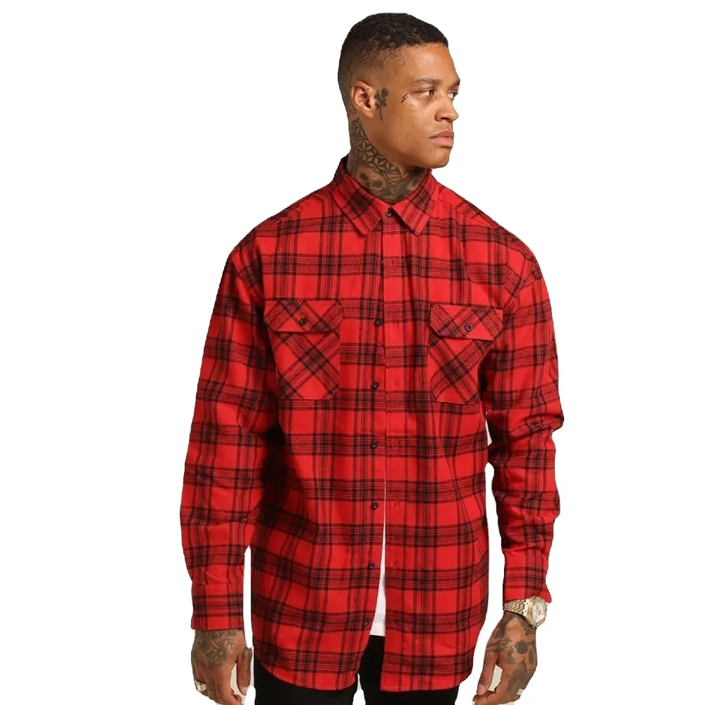 2019 Casual Plaid Flannel Shirt for Men's Custom High Quality Fashion Formal Long Sleeve Flannel Shirts For Men