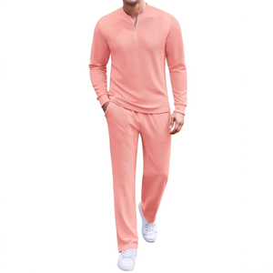 Conjunto Deportivo Unisex de Talla Grande, 2 Piezas, Poliéster/Nailon Grueso, Cierre de Cremallera de 1/4, Cintura Elástica, Manga Larga, Casual - Product Image 5