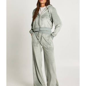 Conjunto Deportivo de 2 Piezas para Mujer, Estilo Europeo, Transpirable, Chaqueta de Velour Ajustada con Cremallera de Manga Larga y Pantalones Largos - Product Image 6