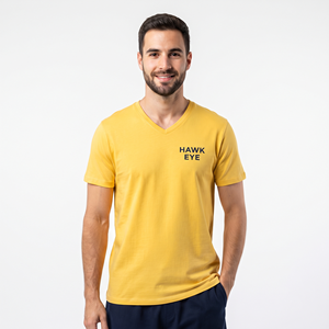 T-shirt pour homme de haute qualité, col en V, coupe classique, coton respirant, logo personnalisé, t-shirt uni décontracté - Product Image 5