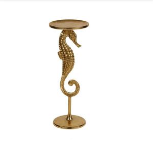 <b>Gold</b> Seahorse Pedestal Side <b>Table</b> Coastal Living Room Furniture Modern Decor Accent <b>Table</b> - Product Image 3