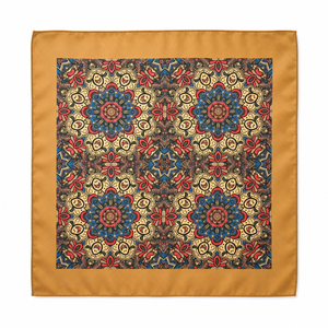 Pañuelo de bolsillo con estampado geométrico Mustard Gold para hombre |   Accesorio de Traje Premium para Bodas Formales y Negocios, Estilo Exportación India 2026 - Product Image 1