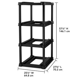 Scaffale di Stoccaggio in Plastica a 3 Ripiani per Contenitori Industriali da 27 Galloni, Supporto Nero Resistente - Product Image 2