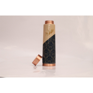 Handcrafted Designer Pure Copper Water <b>Bottle</b> Ayurvedic Leak Proof Jointless <b>Flask</b> for Yoga Gym & Corporate Gifting - Product Image 4
