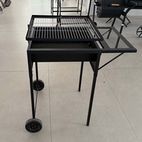 Barbecue à charbon de bois roulant d'extérieur, portable, avec grande grille de cuisson pour utilisation en extérieur