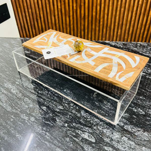 Boîte à chocolat carrée en bois de luxe de qualité d'exportation, incrustation de nacre, fabrication artisanale, durable, personnalisable, occasions festives de mariage - Product Image 5