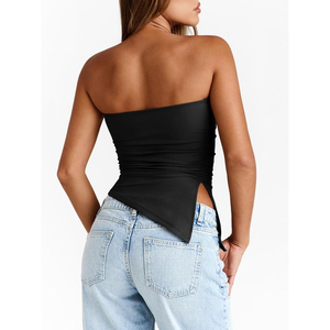 Tops cortos de verano 2026 para mujer, sin tirantes, tipo tubo, bandeau, básicos, sin espalda, sin mangas, diseño lindo, de punto, ropa de fiesta, estilo reina - Product Image 3