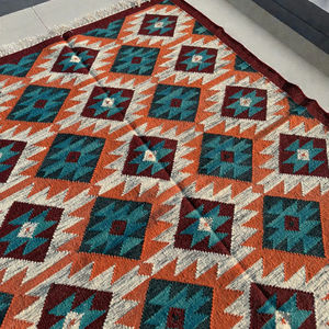 Alfombra Kilim de Lana Hecha a Mano, Diseño Abstracto Moderno, Tejido Plano Ecológico, Estilo Bohemio Vintage - Product Image 6