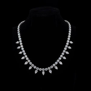 AMBER JEWELS Collar de Diamantes de Platino, Corte Pera, Color E, Natural, Certificado por IGI, Oro Sólido de 18K, Joyería de Lujo Unisex para Bodas - Product Image 2