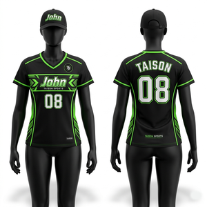 Maillot de Dodgeball Premium en Polyester Respirant 180 GSM avec Logo Personnalisé Imprimé par Transfert Thermique, Panneau Contrastant Noir et Vert - Product Image 1