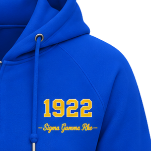 Sigma Gamma Rho <b>Women's</b> University <b>Half</b> <b>Zip</b> Up Hoodie Blue Greek Sorority Pullover <b>Sweatshirt</b> Casual Collegiate Streetwear - Product Image 4