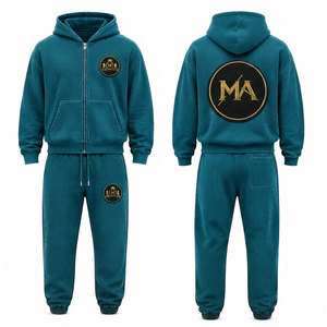 Ensemble de survêtement rose à capuche 100% coton avec fermeture éclair intégrale, poche avant et patch brodé appliqué 480 g/m² - Product Image 6