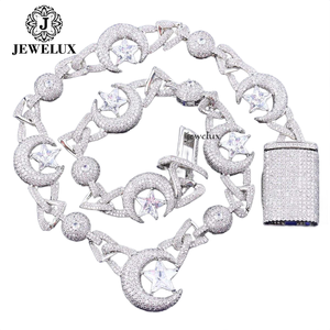 Premium Quality Rose Gold Plated Moissanite Star Moon <b>Statement</b> <b>Necklace</b> Luxury Link Chain Unisex Party Jewelry For Export - Product Image 3