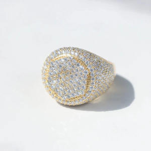 Anillo de Moissanita Iced Cluster de Plata de Ley 925, Estilo Hip Hop, Engaste Pavé, Bañado en Rodio, Regalo de Compromiso/Boda, Anillo de Meñique - Product Image 3