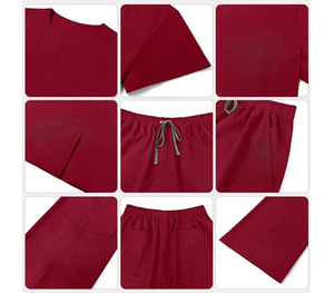 2 Piece Medical <b>Scrub</b> <b>Sets</b> V-neck Top and Straight Leg Pants Stretchy Nursing Uniforms Women Wholesale Manufacturer - Product Image 5