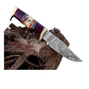 Cuchillo de caza OEM de hoja fija con empuñaduras de madera y acabado satinado en acero para equipo de caza al aire libre a un precio razonable. - Product Image 6