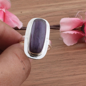 Wholesale <b>Large</b> Natural Charoite Ring 925 Sterling Silver Purple Women Rare Siberian <b>Stone</b> Band Classic Wedding Cocktail Jewelry - Product Image 2