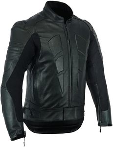 Men's Black Leather <b>Motorcycle</b> <b>Jacket</b> Full Sleeve Windproof All Seasons Racing Wear - Product Image 2