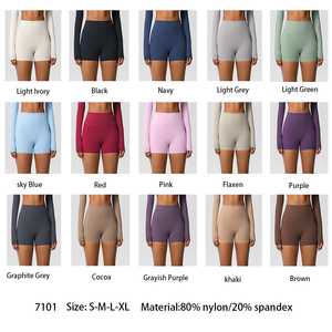 Shorts de yoga taille haute élastiques pour le sport et la course, effet push-up, motif uni, vente en gros - Product Image 4