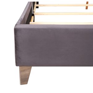Letto matrimoniale imbottito grigio in stile transizionale - Product Image 2