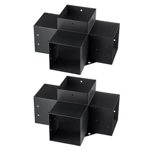 Kit Staffe per Pergola 6FT X 6FT, Staffa Angolare a 4 Vie Rinforzata, 2 Pezzi, Kit Base Palo Fai-da-te, Facile Installazione per Supporti Scaffali - Product Image 2